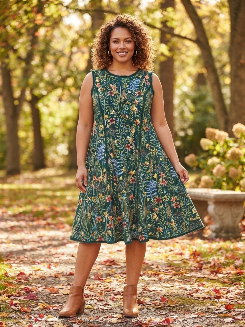 Jason Wu x Eloquii Green Floral Botanical Midi Dress Sz 14